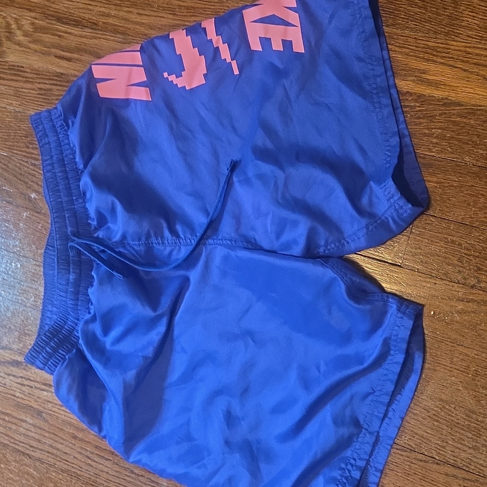 Nike Royal Blue Shorts with Pink Logo